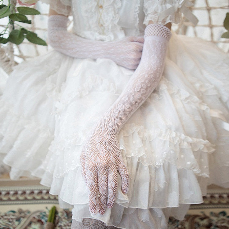 Black/White Lace Long Gloves