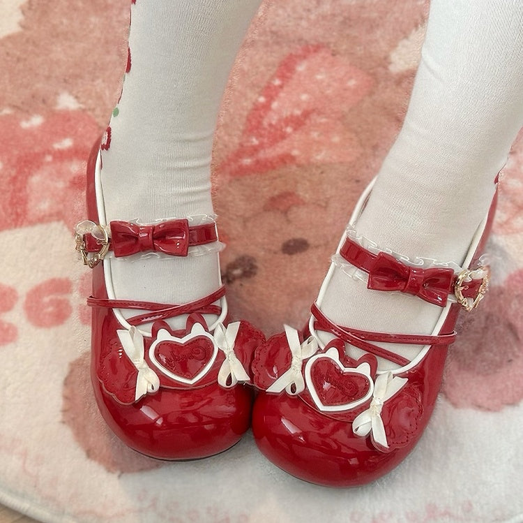 Low-heel Candy-shaped Sweet Red Wine Themed Candy with Shoes Straps Lolita Ornaments Crisscross