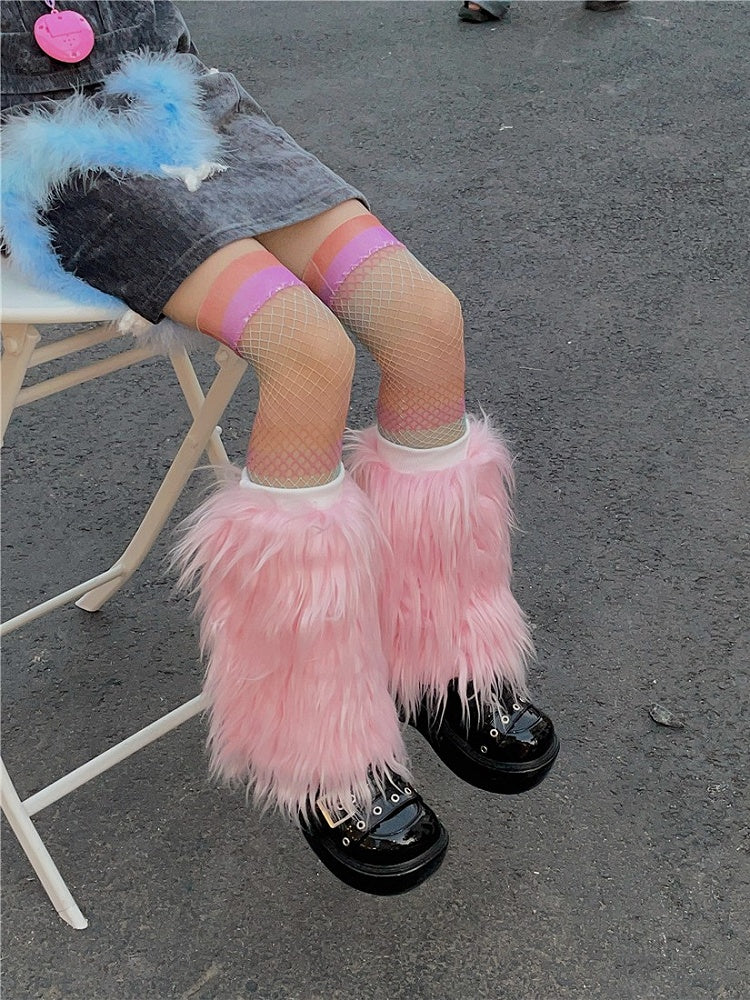 Pink 20CM/30CM/40CM Shaggy Y2K Leg Warmers