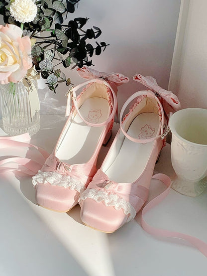 with Detachable Square Janes - Heel Harness Ankle Toe Pink Mary Elegant Ballet Lolita