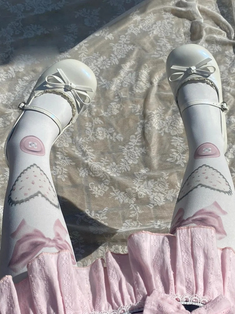 Toe Flat White Shoes Mary in Round Jane Sweet - Lolita