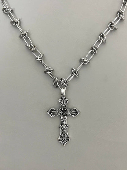 Cross Pendant Silver Y2K Necklace - Kiwi Store