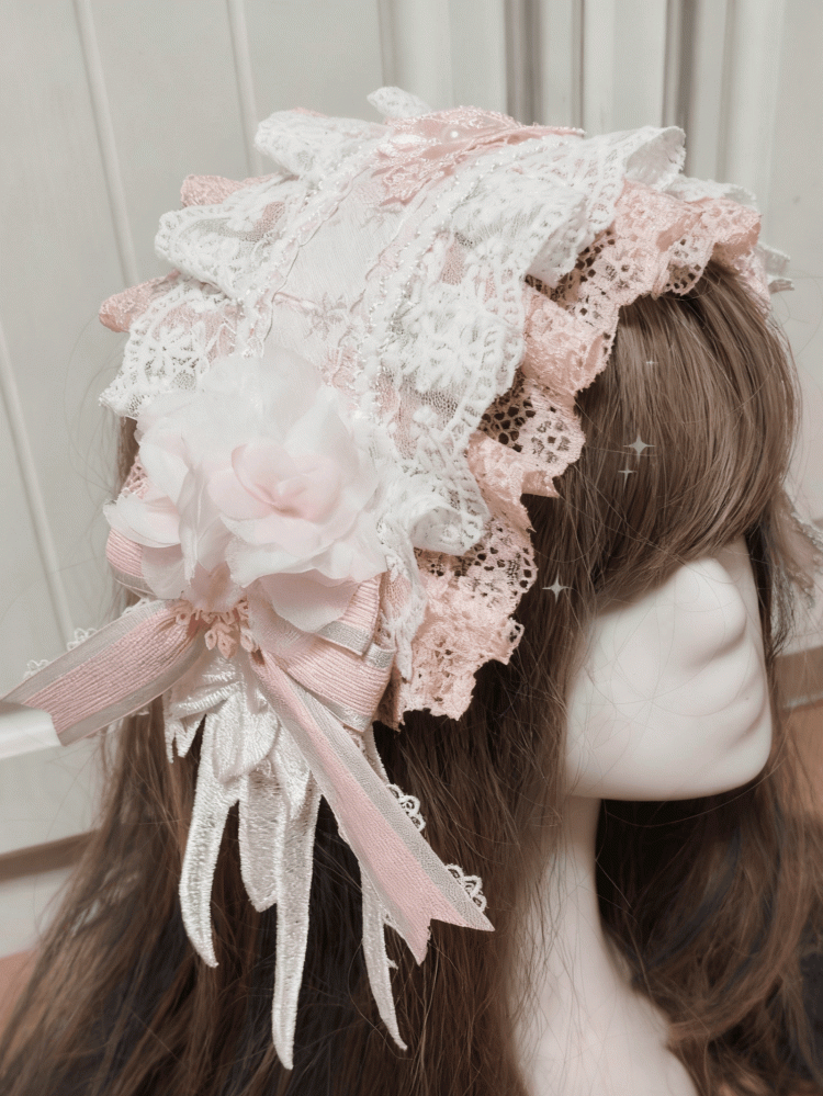 Sweet Pink/Blue Bowknot Lace Lolita Floral Hairclip