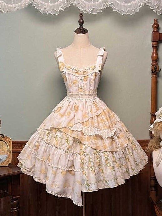 Lemon and Patchwork Lolita Sweet Print Skirt Dress Design Bunny