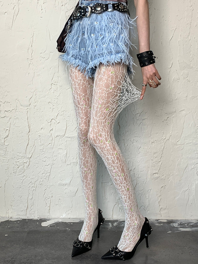 Y2K Asymmetrische Strumpfhose Grau/Weiß/Schwarz/Braun Hohldesign