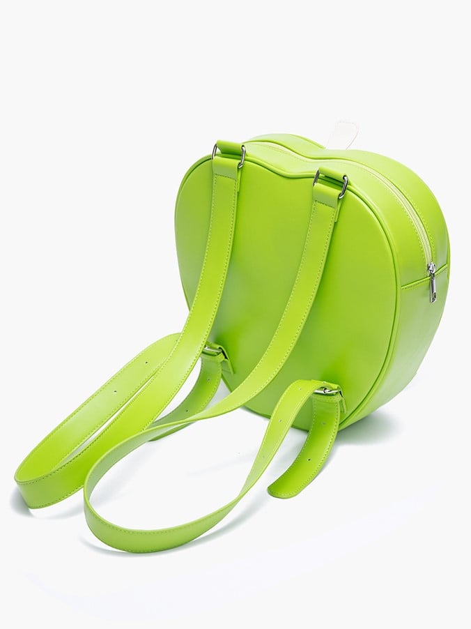 Belt And Bow Accents Chic Green Apple-Shaped Ita Backpack With White