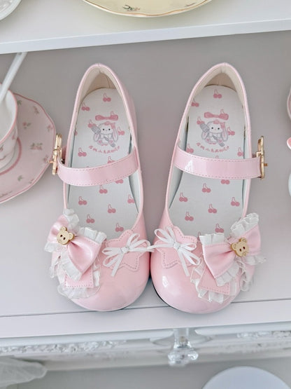 Bow in Shoes - PU Bear Jane Accents Low-heel/Mid-heel Pink Mary Teddy
