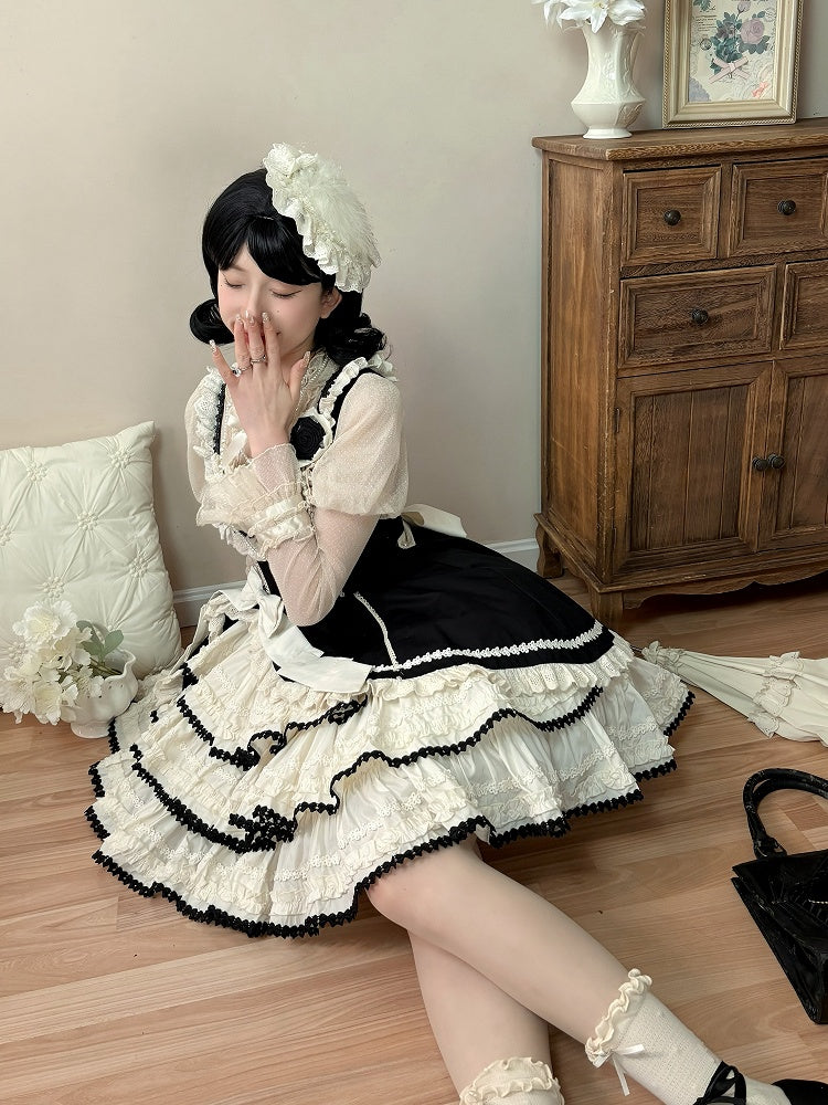 Bead Elegant Hat Beige Feather and Lolita Mini Details