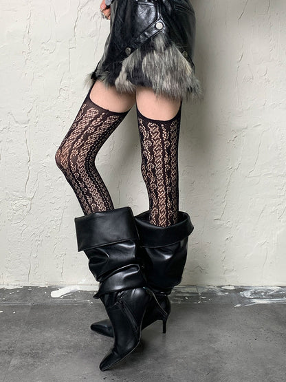 ダークゴシックブラックパンクサスペンダータイツ
