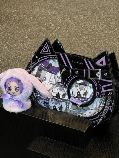 Glow-in-the-dark Cyberpunk Cat Ita Bag Purple Black - Daylight