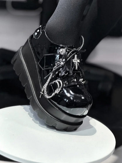 Platforms Detachable Polished Charm Black Cross Chain Punk -