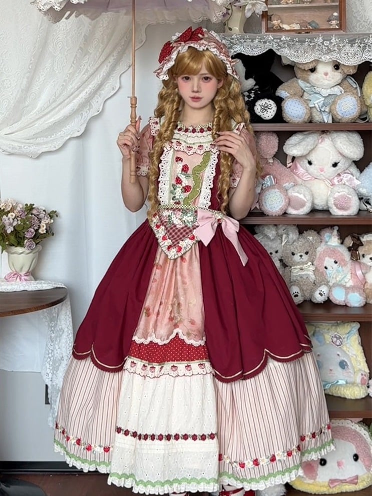 Wine Red Polka Dot Hairband with Bow and Lace Trim - Unfinished Fairy Tales