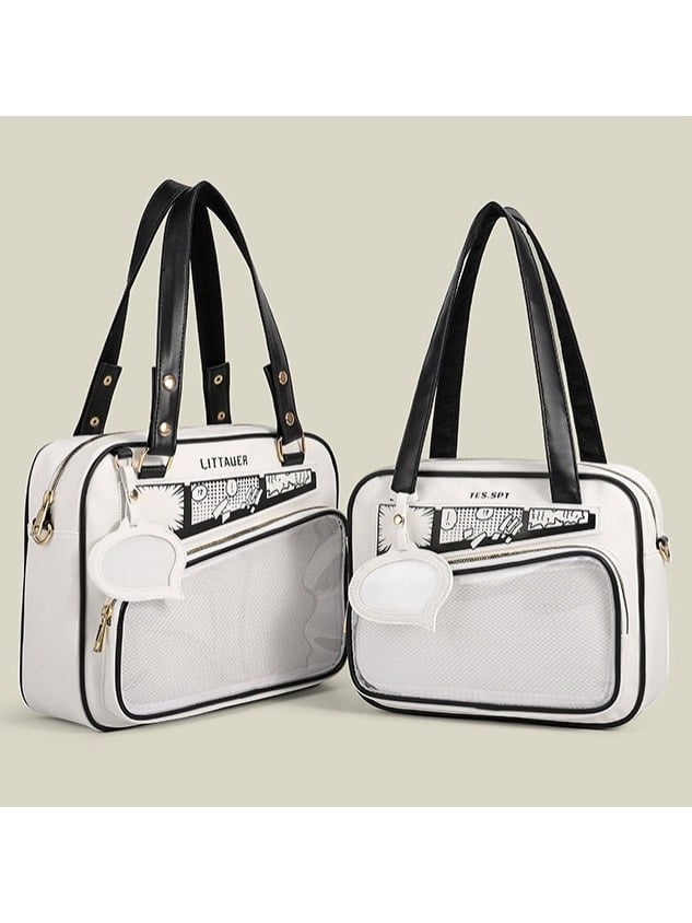 Kawaii Transparent Pocket Double Shoulder Bag in 4 Colors - CMERSIKENG