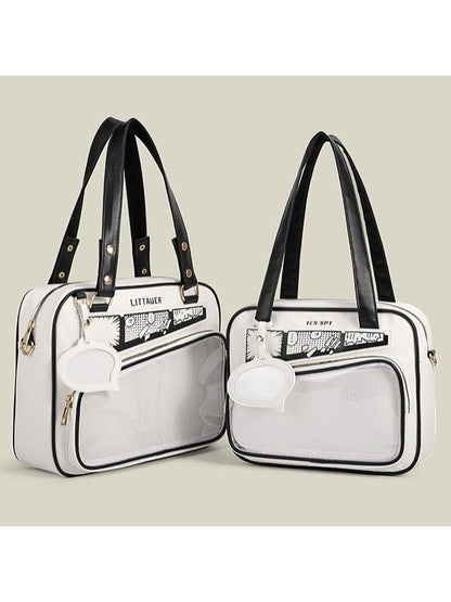 Kawaii Transparent Pocket Double Shoulder Bag in 4 Colors - CMERSIKENG