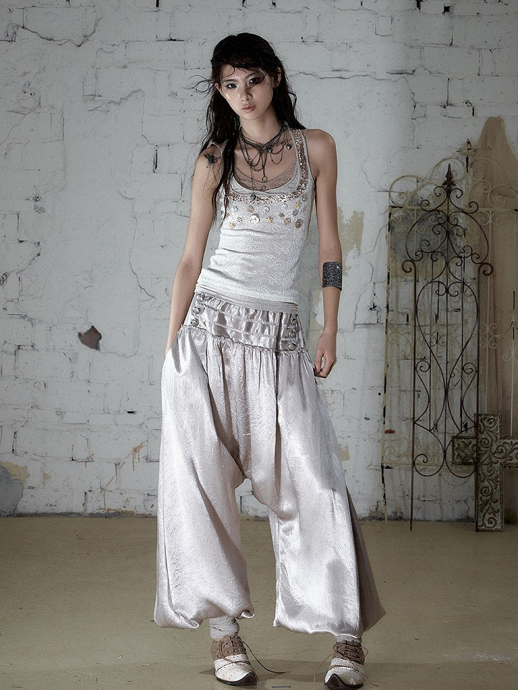 Off-White Fake Three-Piece Knit Cami Top with Shell Buttons - NO ROMANCE