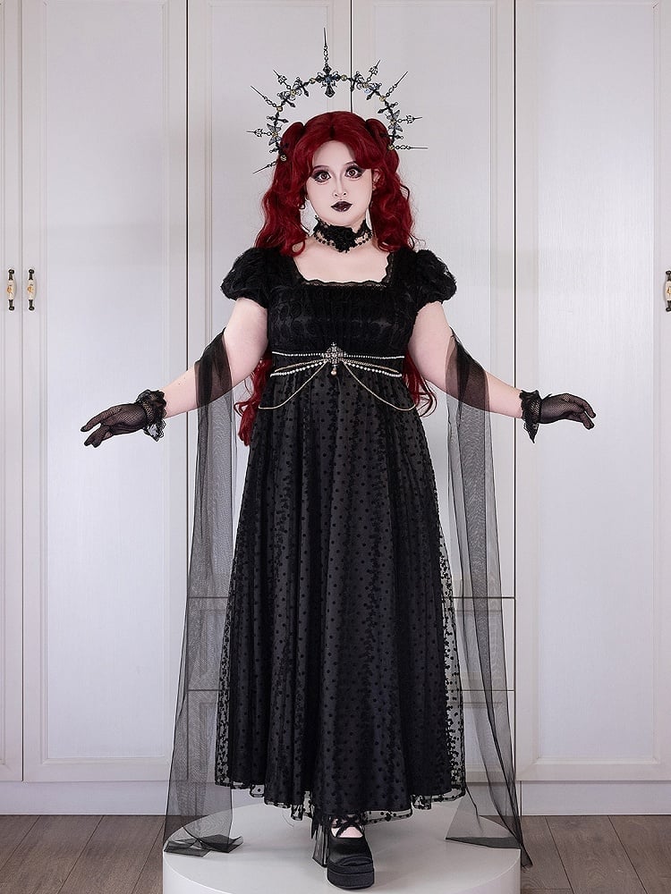 Piece Plus Square Available Vintage One Lolita Elegant Dress Waist Sizes Neckline Empire Black