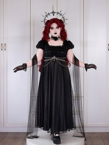 Piece Plus Square Available Vintage One Lolita Elegant Dress Waist Sizes Neckline Empire Black