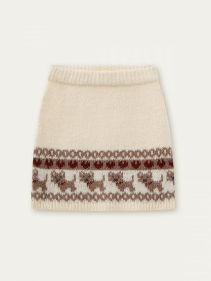 Beige with Skirt Pattern Dog Knit Sweet