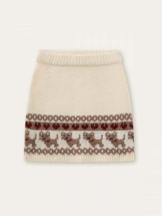 Beige with Skirt Pattern Dog Knit Sweet