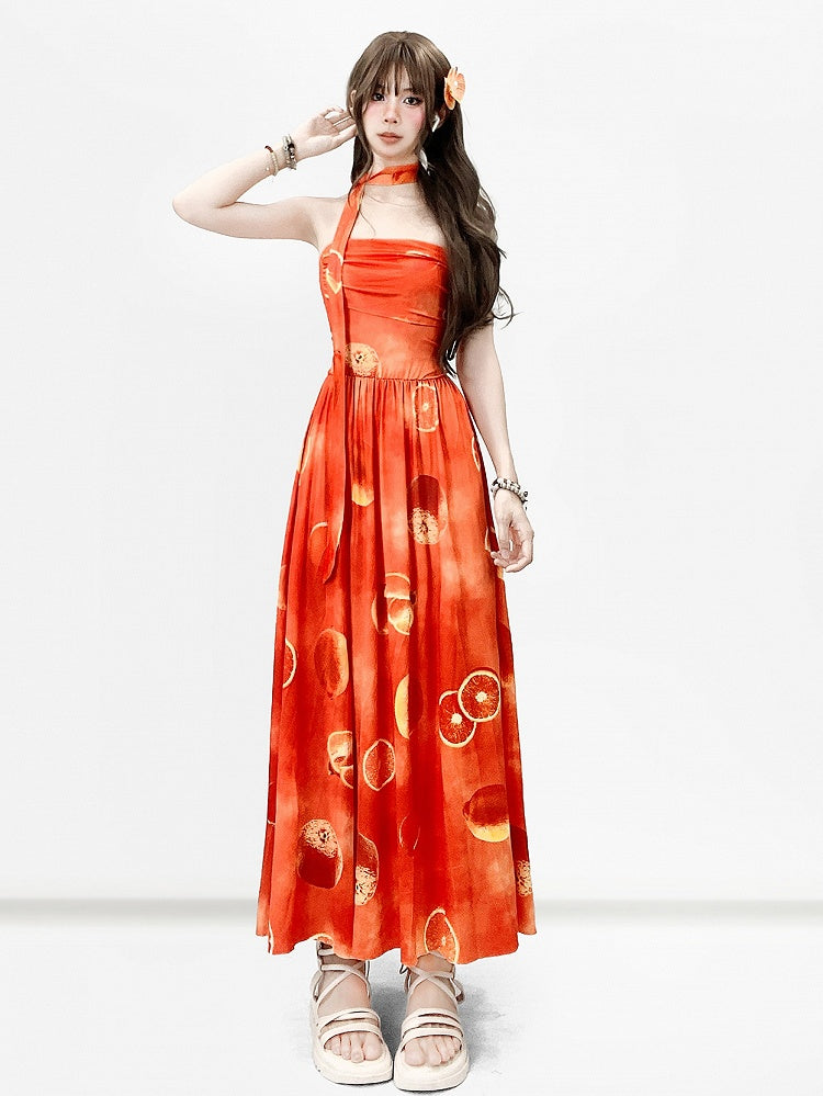 Holiday Orange Tube Sacrrum Kleid mit