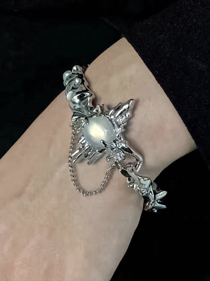 White Rhinestone Decoration Silver Bracelet - Kiwi Store