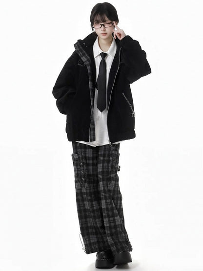 Schwarze Cargo-Taschen-Karohose