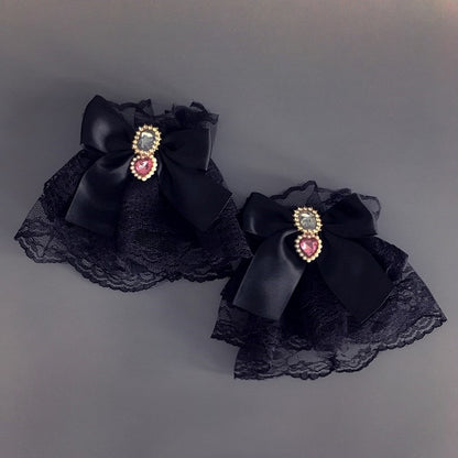 Rhinestone Black/White Heart Decorated Wrist with Cuffs