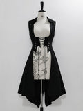 Black Lace-up Lolita Split-Tail Ouji Closure Waistcoat