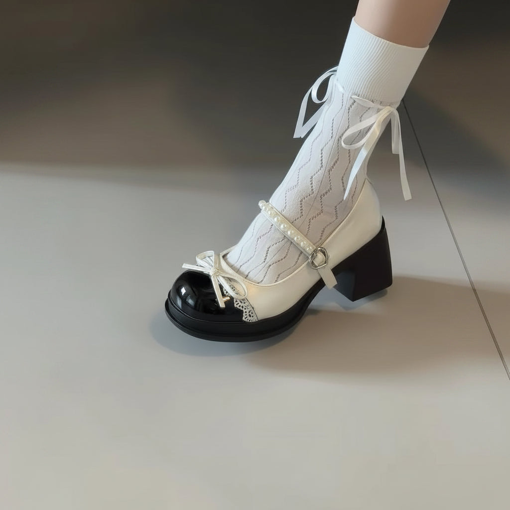 Lolita Mary Jane Block Heel Bow Shoes – Sweet Butterfly Bow Pumps