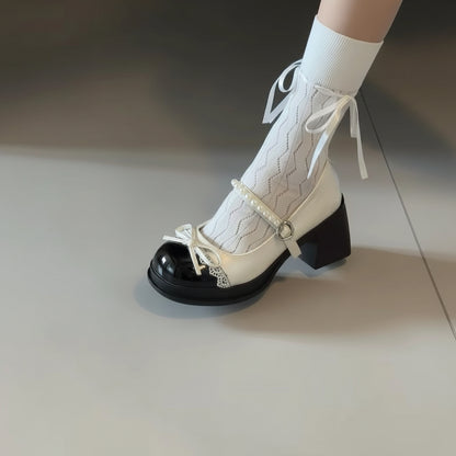 Lolita Mary Jane Block Heel Bow Shoes – Sweet Butterfly Bow Pumps
