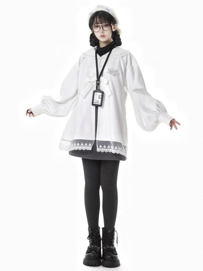 Dark Grey Detachable Shoulder Straps Overall Woolen Short Skirt