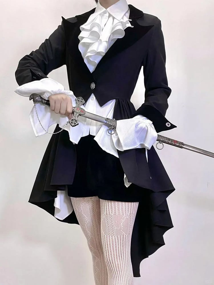 ブラック王子ファッション ゴシックロリータ テールブレザー