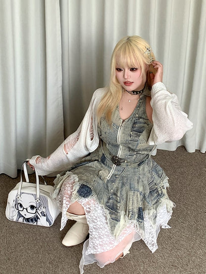 Plus Size White Top with Distressed Holes