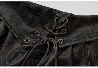 ダークフォールドオーバーウエスト フェードウォッシュ ヴィンテージ レースアップ グレー