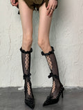 Stockings Cuff Cut-out Design Underknee Black Bittersweet Ruffled