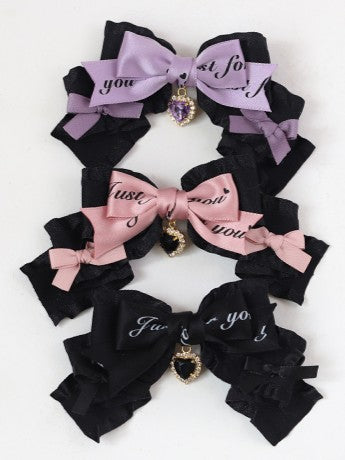 3 Options Color Hairclip Charm Kei Bowknot Jirai Heart