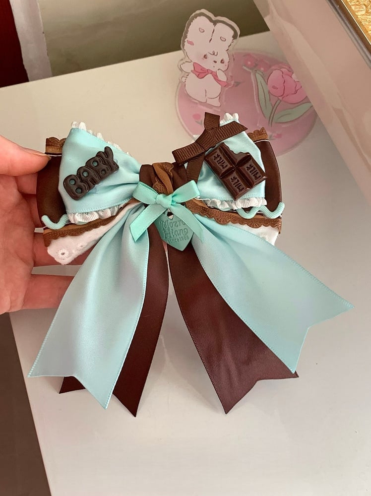 Set Colored Mint - Dreamy Hairclip Chocolate Bowknot