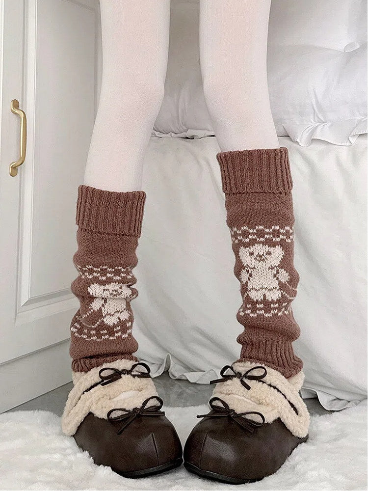 Teddy Bear Warmers Slouchy Light Knit Khaki Leg /