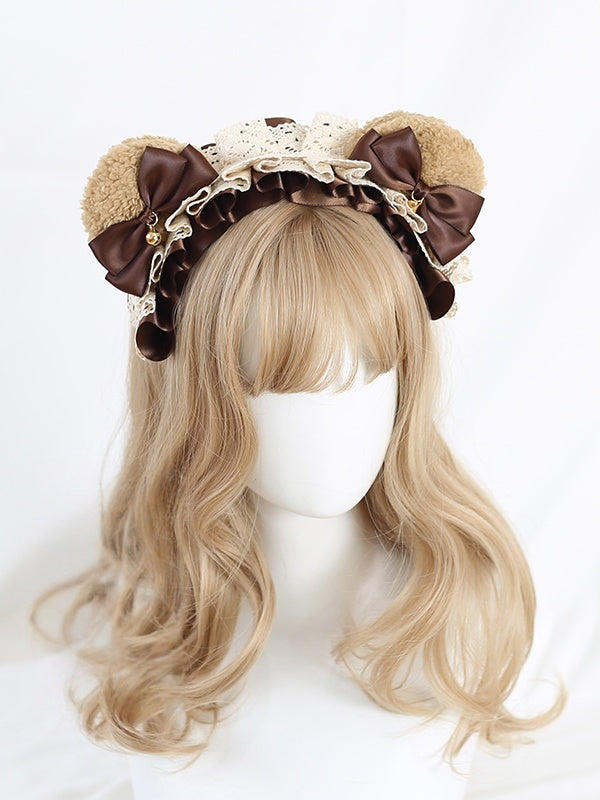 Brown Bowknot - And Available Lace Ear Colors Cute Sweet Lolita Bear 6 KC