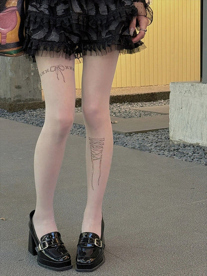 Pantyhose Delicate Style) Lace-Up Print (Sweet Bow