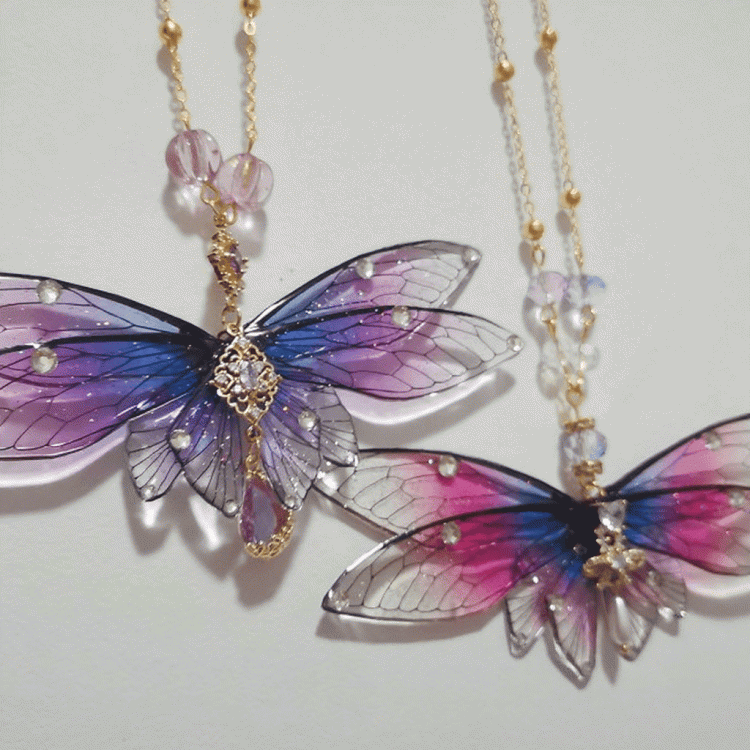 Color Butterfly Gradient 3 Lolita Pendant Necklace Options