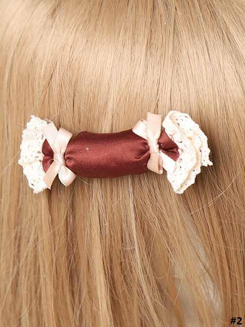 Candy Hairclip Brown White 2 Options Lolita Sweet