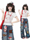 White & Red Unicorn Print Short-Sleeve Tee - Languid Park