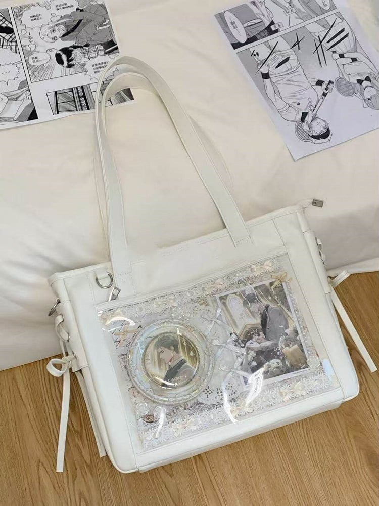 Tote Colors Accents Bag Side Tie 8 Ita with PU Bow