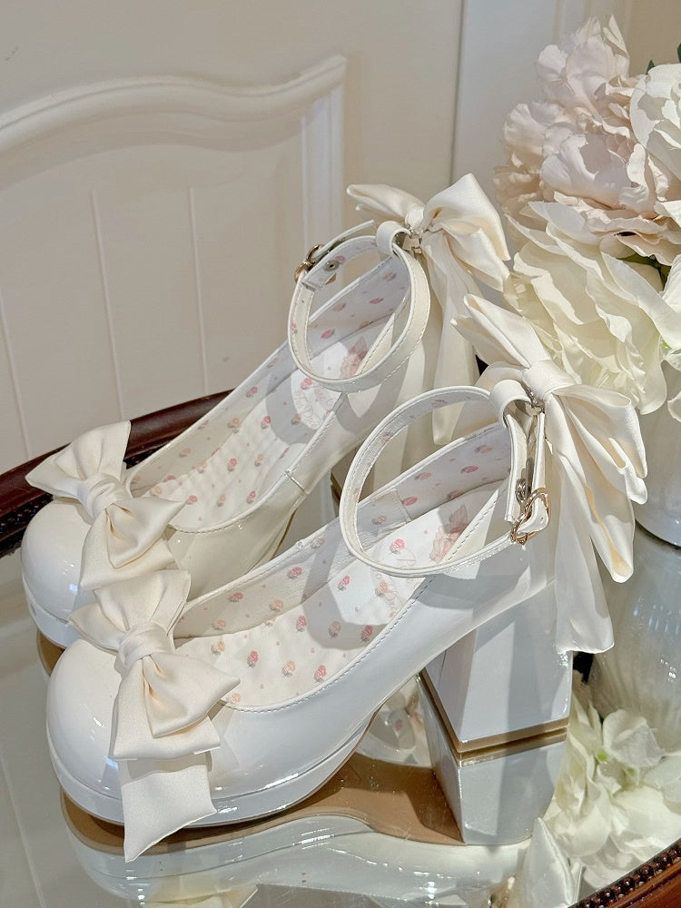Sweet Toe Mary Bowknot White Janes Platform Details Lolita Round Shoes