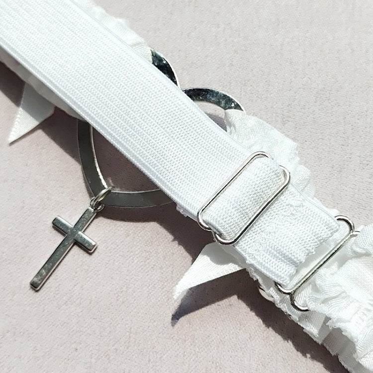 Kreuz Schwarz/Weiß Strumpfband Bowknot Punk Charm Details