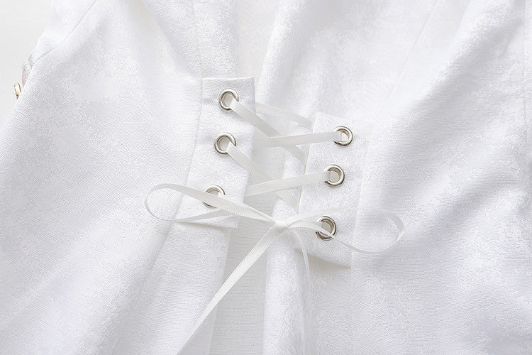 und Aristokrat Lange Mode Weste Weiß Rosa Ouji Lolita