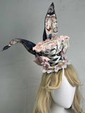 Beige/Navy Lolita Mini Hat with Bunny Ears & Lace - Rosede Cheese