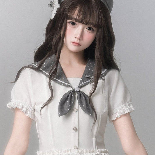 Tie Bow Polka Dot Gray
