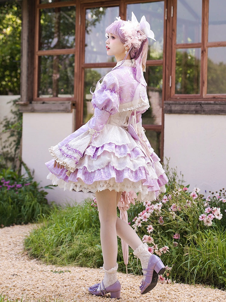 ジャカードパープルボレロローブタッセル